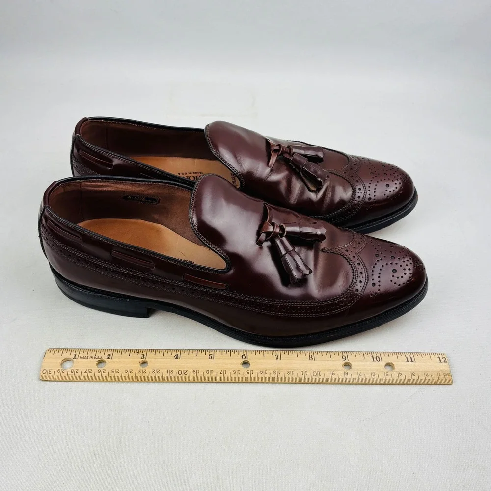 Allen Edmonds Berwick Loafer Mens 10 D Brown Leather Wingtip Slip On Shoes Box